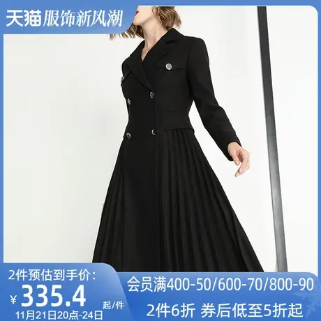 原创设计感小众黑色毛呢外套女长款过膝2023秋冬新款时尚呢子大衣图片