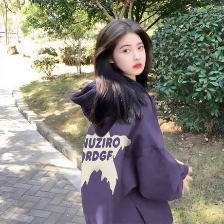 纯棉连帽卫衣女款2024新款爆款秋冬季外套美式宽松oversize上衣潮图片