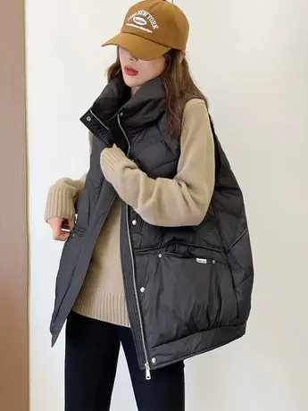 亮面羽绒棉马甲女短款2023年秋冬新款韩版时尚百搭宽松马夹外套潮商品大图