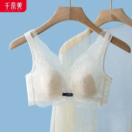 千奈美大胸显小美背内衣女软钢圈防下垂全罩杯防凸点薄款文胸商品大图