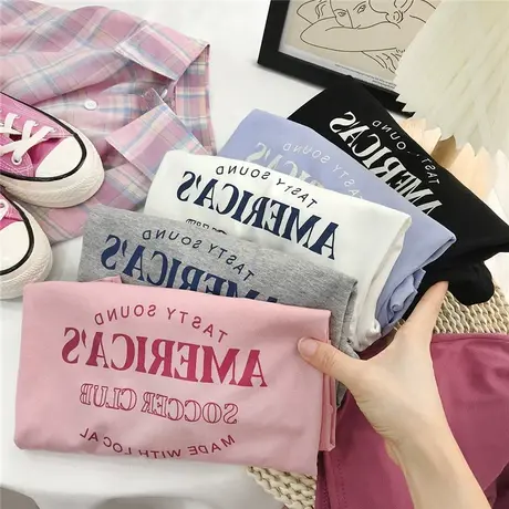 半袖2025年新款女宽松韩版潮学生白色短袖t恤百搭简约 甜酷上衣夏商品大图