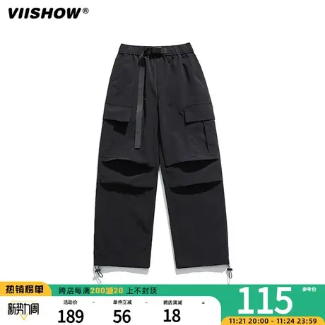 VIISHOW秋季潮牌宽松百搭长伞兵裤男款美式简约休闲工装裤子男士商品大图