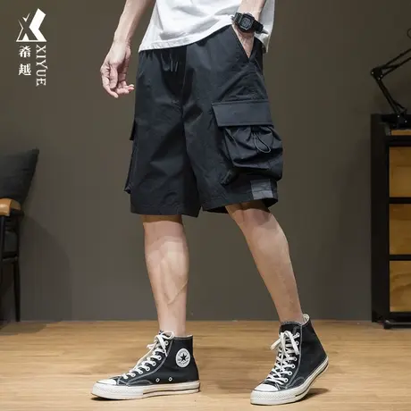 工装短裤男冰丝宽松大码男装加大裤子夏季薄款男士休闲五分裤男裤商品大图