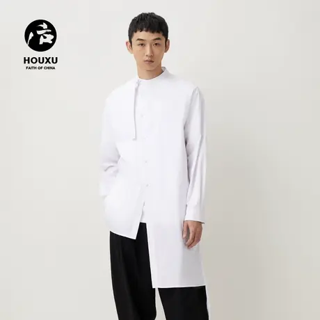 后序汉服男古风男士仙气拼接不规则设计感慵懒风长袖衬衫风衣男潮图片