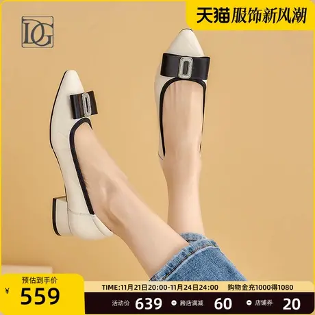 杏色尖头浅口单鞋女真皮蝴蝶结新款秋季妈妈鞋子通勤休闲皮鞋图片