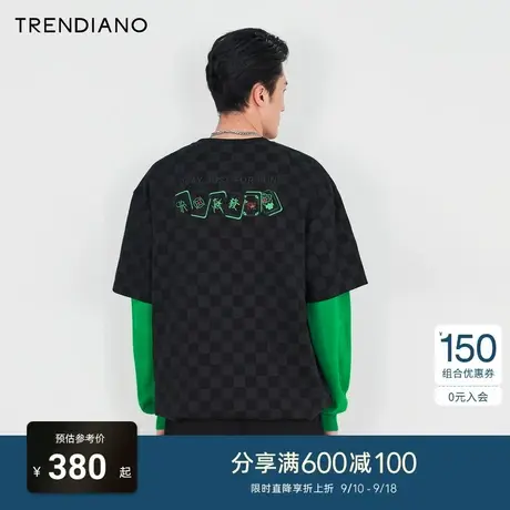 TRENDIANO官方2023新款春季男装短袖圆领T恤潮商品大图