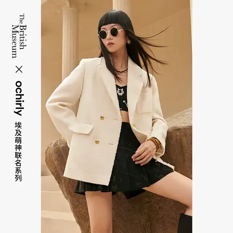 【品牌甄选】大英埃及萌神欧时力花式纱西装外套春后绣花中长款图片