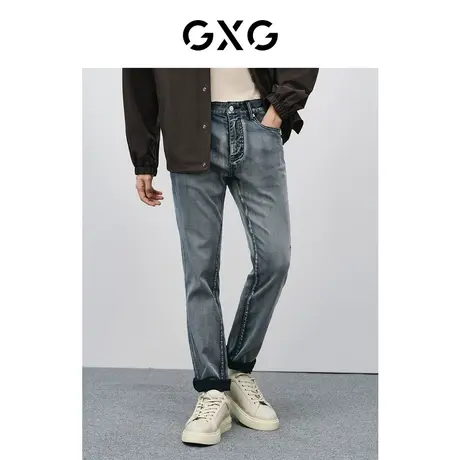 GXG男装  复古重水洗修身牛仔裤男舒适弹力裤子休闲裤24年春新品图片