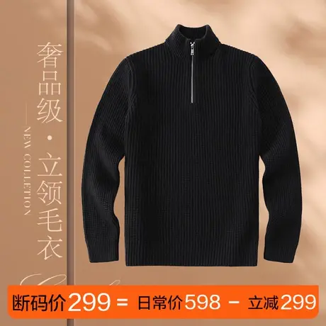 MrBu布先生防风拉链立领套头羊毛衫蓬松保暖男士毛衣BT12160断码商品大图