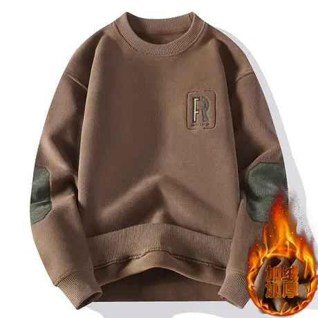 2023冬季新款男士加绒加厚长袖T恤衫奥粒绒卫衣宽松保暖衣打底衫商品大图