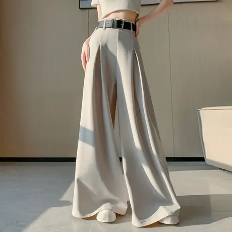 高级感西装裤裙女2024新款夏季薄款宽松高腰显瘦垂感阔腿拖地长裤图片