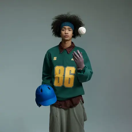 美式复古潮牌圆领卫衣男士春秋款百搭街头新款情侣装宽松无帽上衣商品大图