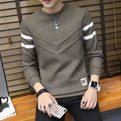 2023新款春秋季长袖t恤男针织修身打底衫韩版潮流秋装男士上衣服商品大图