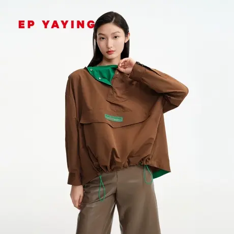 EP雅莹女装 户外机能设计感宽松撞色连帽卫衣 商场同款5402A图片