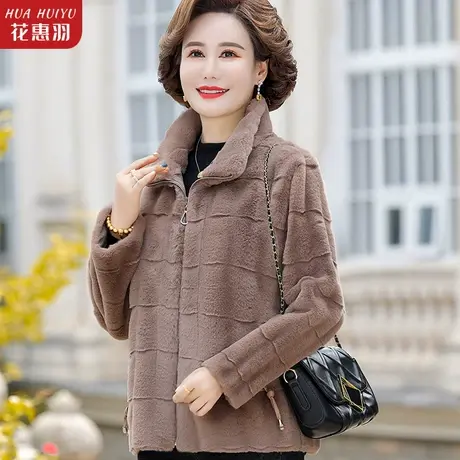 2022新款妈妈秋冬外套女水貂绒上衣洋气时尚中老年人冬装加厚棉衣图片