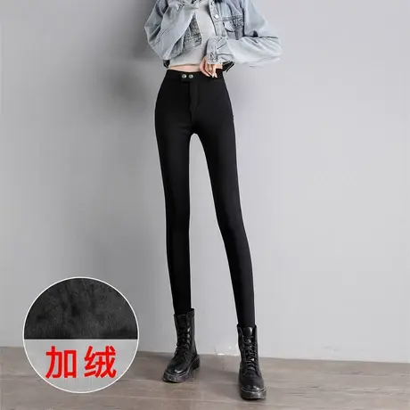 时尚加绒保暖长裤2022年冬季新款女士气质高腰显瘦通勤小脚魔术裤商品大图