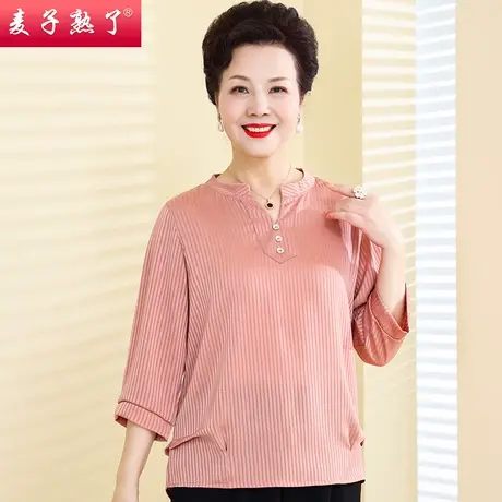 妈妈春装新款七分袖T恤雪纺小衫洋气阔太太上衣50岁中老年女装夏商品大图