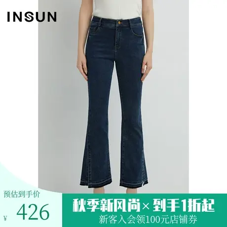 恩裳2022冬新款舒适棉质抗菌保暖潮流百搭微喇水洗牛仔裤商品大图