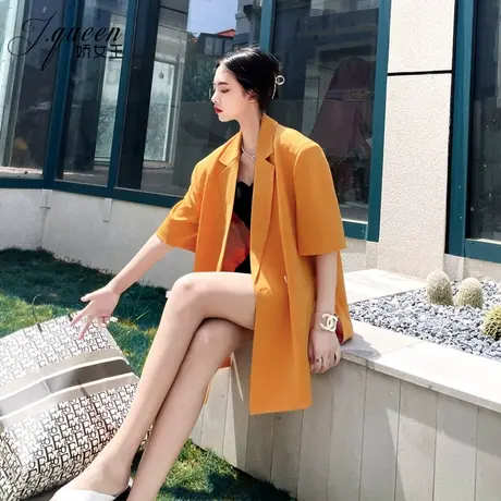短袖西装外套女夏季薄款垂感宽松廓形时尚高级感休闲炸街小西服潮图片