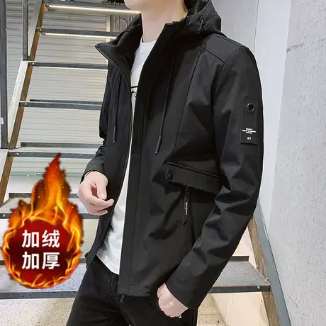 男士外套2020春秋季新款韩版潮流休闲百搭青少年工装加绒衣服夹克商品大图