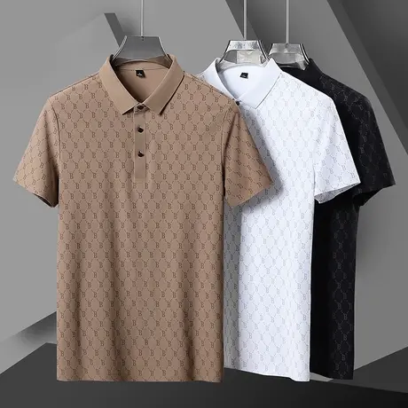 男士纯色商务短袖POLO衫2023夏季新款凉感百搭弹力薄款修身T恤衫图片