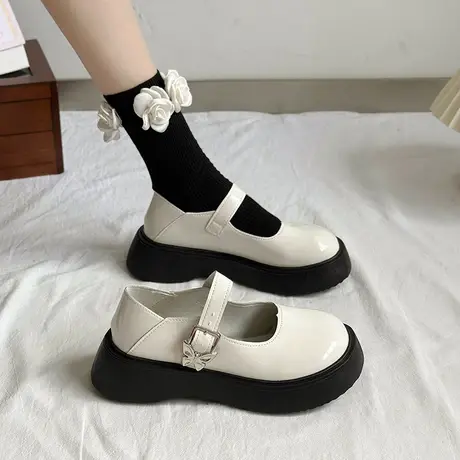 永希复古英伦风玛丽珍鞋2023年新款夏季平底浅口小皮鞋学院风单鞋商品大图