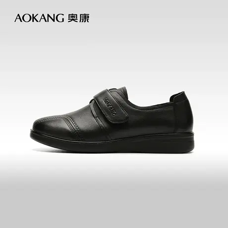 【门店发货】奥康女鞋春秋款时尚休闲百搭妈妈鞋真皮平底舒适单鞋商品大图
