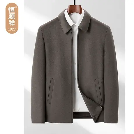 【100%羊毛】恒源祥毛呢夹克男2023秋冬新款中老年休闲呢大衣外套商品大图