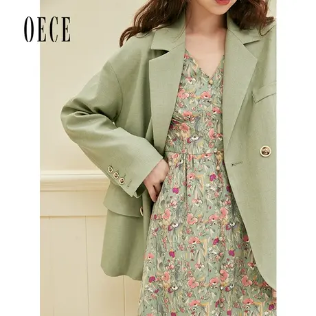 【买1送1】Oece春秋女复古英伦气质小西装新款韩版炸街外套图片