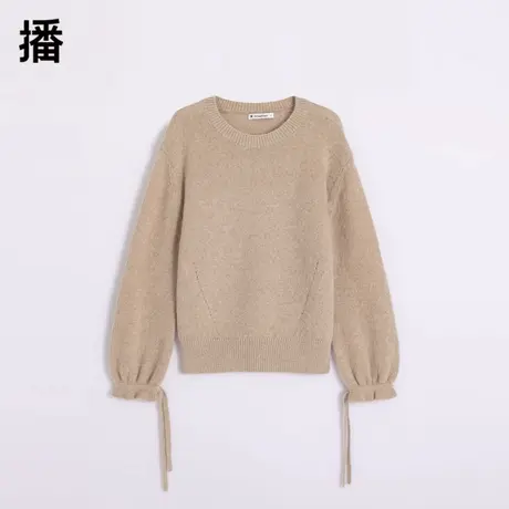 播毛衣女2023冬季新款简约圆领直筒羊驼毛毛衫针织衫BDP9SD9505商品大图