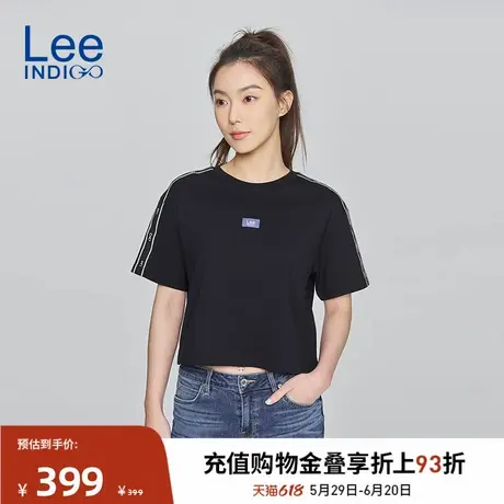 Lee商场同款25春夏新品舒适版圆领短款黑色女短袖T恤LWT0092693RX图片