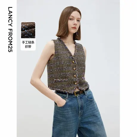 朗姿小香风马夹花呢设计感2025年春季新款法式马甲外穿高级感气质图片