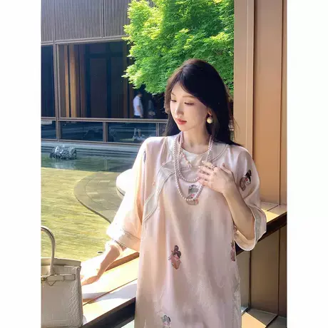 爵莱菲大码新中式国风时尚套装女夏提花刺绣盘扣外套短裤两件套商品大图