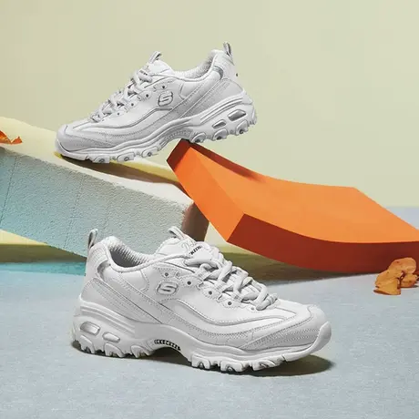 Skechers斯凯奇女鞋春夏季款小白鞋增高老爹鞋厚底运动鞋熊猫鞋图片