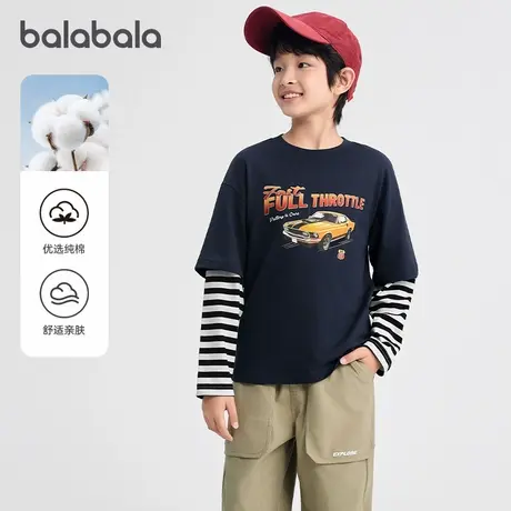 巴拉巴拉balaone儿童长袖t恤男童女童2025秋季新款假两件纯棉上衣商品大图