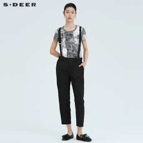 sdeer圣迪奥女装休闲条纹拼接背带长裤S222Z1003图片