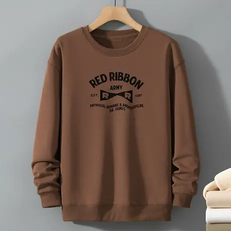 320g重磅卫衣男潮牌潮流秋冬款加绒加厚套头无帽上衣圆领长袖t恤图片