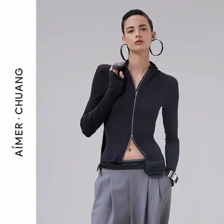 爱慕·CHUANG馈然6秋冬保暖女含羊毛立领拉链长袖开衫CA721861商品大图