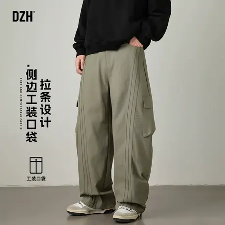 男士美式潮牌工装裤男秋季弯刀裤痞帅男裤直筒休闲裤2025新款裤子商品大图