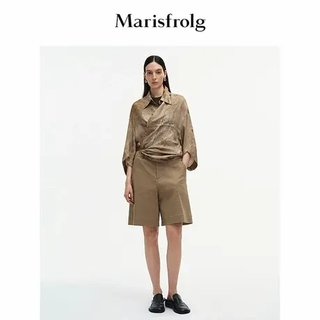 【精简衣橱】Marisfrolg玛丝菲尔2025夏新款无侧缝微喇休闲中裤图片