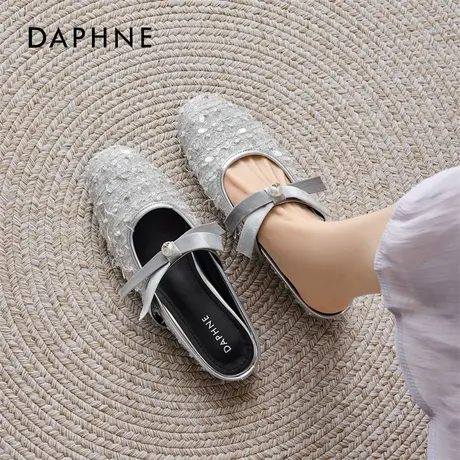 达芙妮法式小香风包头半拖鞋女2026春季新款蝴蝶结仙女风平底凉鞋图片