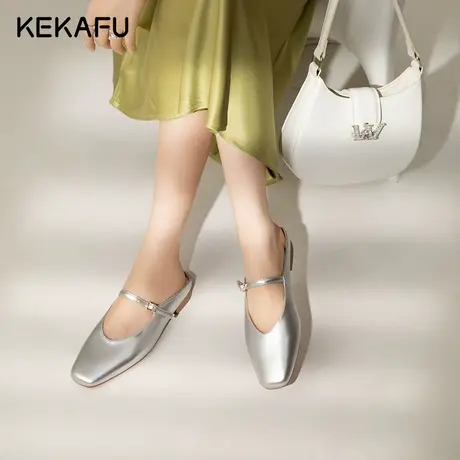 珂卡芙包头半拖鞋女夏外穿2023新款夏季单鞋平底高级感法式穆勒鞋图片