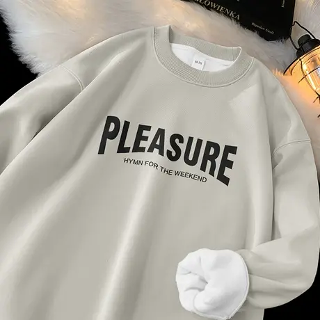 450g重磅男士卫衣秋冬款套头衫无帽上衣服摇粒绒加厚长袖t恤圆领商品大图