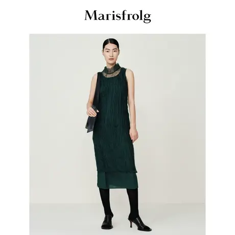 【自然肌理系列】玛丝菲尔秋季新款无袖中长款连衣裙茶歇裙商品大图