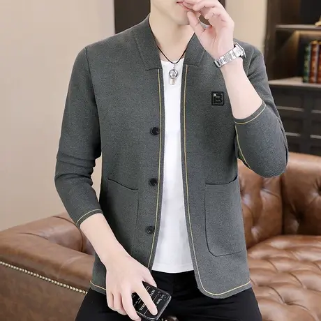 男士针织衫新款毛衣男春秋装薄款上衣开衫外套秋季休闲男装潮线衫商品大图