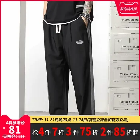 GxxH大码男装裤子男士简约直筒休闲潮牌街头宽松个性百搭阔腿长裤商品大图