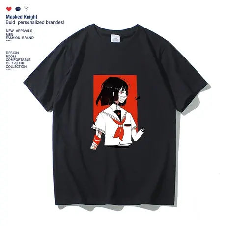 2023夏季新款日系少女t恤短袖夏装学生情侣宽松休闲圆领上衣体恤商品大图