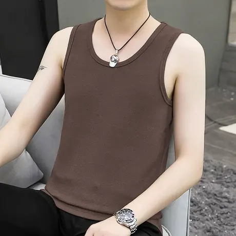 300g重磅德绒背心男秋冬保暖健身运动坎肩双面绒无袖t恤打底马甲商品大图