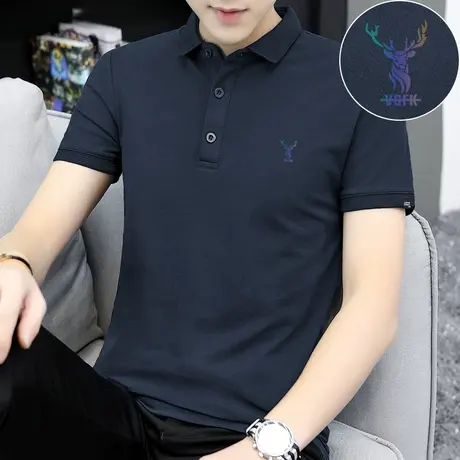 翻领polo衫男士短袖带领t恤潮牌潮流鹿头保罗夏季上衣服针织半袖商品大图