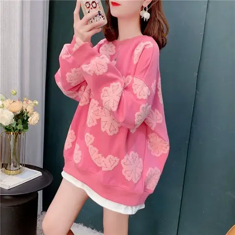 设计感拼接假两件卫衣女2025春秋新款时尚宽松洋气减龄百搭上衣潮图片